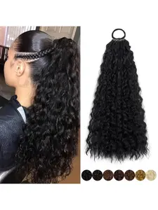 Women's High Temperature Fiber Wavy Ponytail Extension, Elastic Hairband Design, Perfect Gift for Holidays, Party Use, Multi-Scene Application, Water Wave Curly