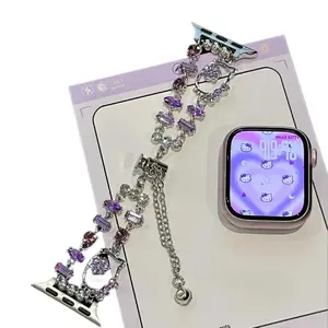 Sanrio Hello Kitty Purple Diamond Chain Strap Aesthetic Charm for Smartphone Cellphone Accessories Stylish & Cute Design