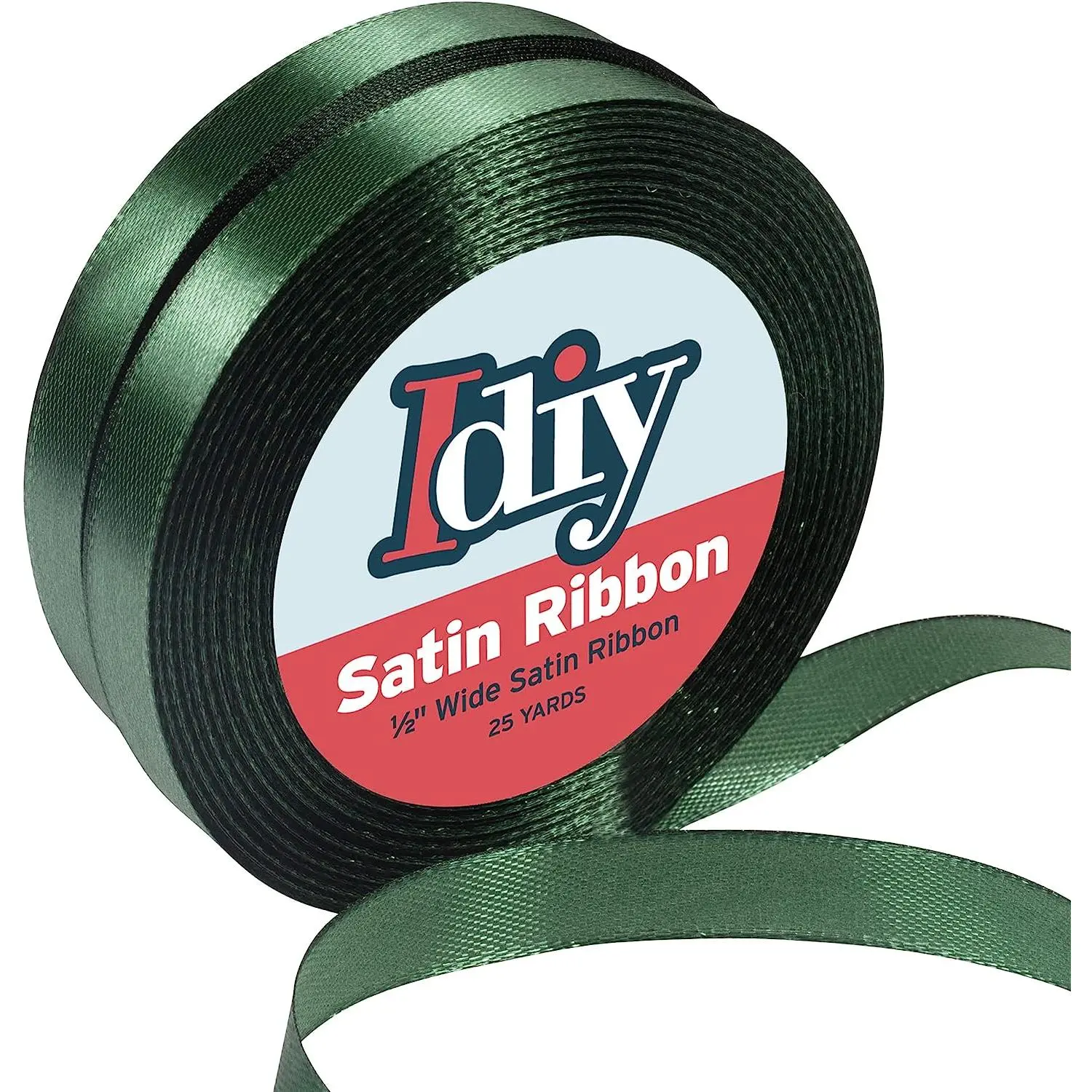 Satin Ribbon (1/2", 50 Yards) No Wire, DIY Arts & Crafts, Gift Wrapping Baskets, Wedding Decor, Sewing Projects, Party Embellishment, Hair Bows, Floral, Baby Showers, Holiday Wreath (Forest Green)
