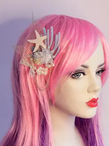 New Mermaid Series Hair Accessories Starfish Artificial Crystal Shell Coral Hair Clips Party Tropical Beach Elegant Beachy Jewelry