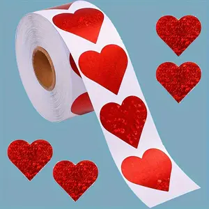 500 Stickers/ Roll, 2.5cm  Red Heart Unique heart shape Valentine's Day Sealing Stickers, Gift Decoration Adhesive Labels, Holiday Baking Decorations