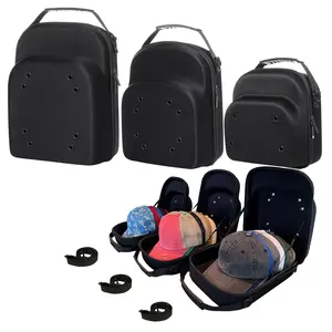 JMILYJW 3-Piece Hard EVA Shell Baseball Cap Travel Cases, Hat Organizer with Adjustable Shoulder Strap, Ventilated Zip Closure, Holds Up to 21 Hats, Portable Travel Accessories
