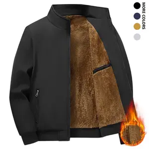 Men's Fleece-Lined Thickened Jacket - Winter Warmth  Coat with Stand Collar, Full-Zip��Windproof Outer Shell,  Side Pockets, Elastic Cuffs & Hem for a Snug Fit, Ideal for Casual Outings, Outdoor Adventures & Daily Wear��Menswear Tops Long SleeveGift