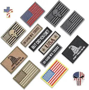 American Flag Patch Velcro Patches Tactical Military Patches for Backpacks Caps Hats Jackets Pants Uniform Emblem Police Patch with 2 USA Flag Brooches