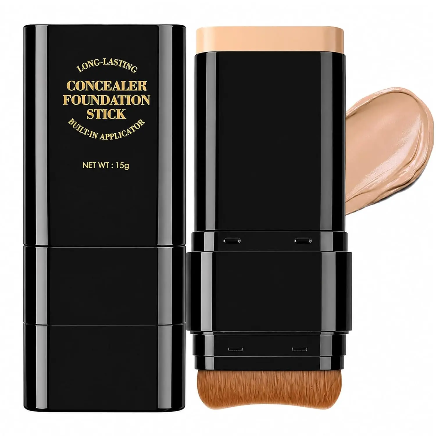 Concealer Foundation Stick, 2 in 1 Dual-Ended Long-Lasting Foundation Contour Stick, Waterproof Contouring foundation with Brush, Full Coverage Matte Finish for Face Makeup, Beginner friendly,Travel friendly