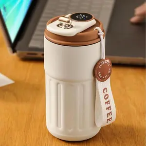 Temperature Display Insulated Mug, Vacuum Coffee & Water Bottle with Strap, Portable Stainless Steel Drinkware for Travel & Daily Use, Stylish Gift for Valentine’s Day, Birthdays & Couples Reusable Thermos Cup Lightweight