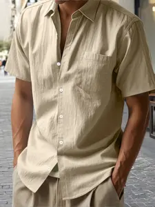 Men's Linen Button-Up Fitted Shirt, Casual Fashion for Daily Wear & Special Occasions, Breathable Comfort, Essential Wardrobe Item