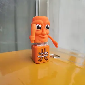 Funny Italian Brainrot Tung Tung Sahur Realistic Sound Keychain, Viral Stress Relief Ornament, Press Button Fidget Gift for Adults