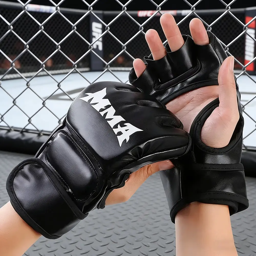 Half-Finger Boxing Gloves for Mixed Martial Arts, Muay Thai, Free Fighting, Taekwondo, Sandbag Training, High-Quality Punching Mitts, Ufc Gloves, Boxing Equipment