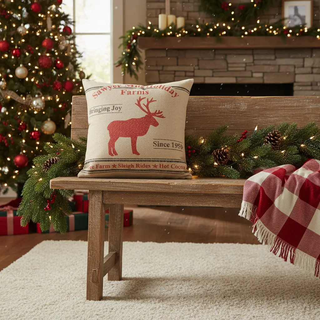 Farmstead Reindeer Pillow