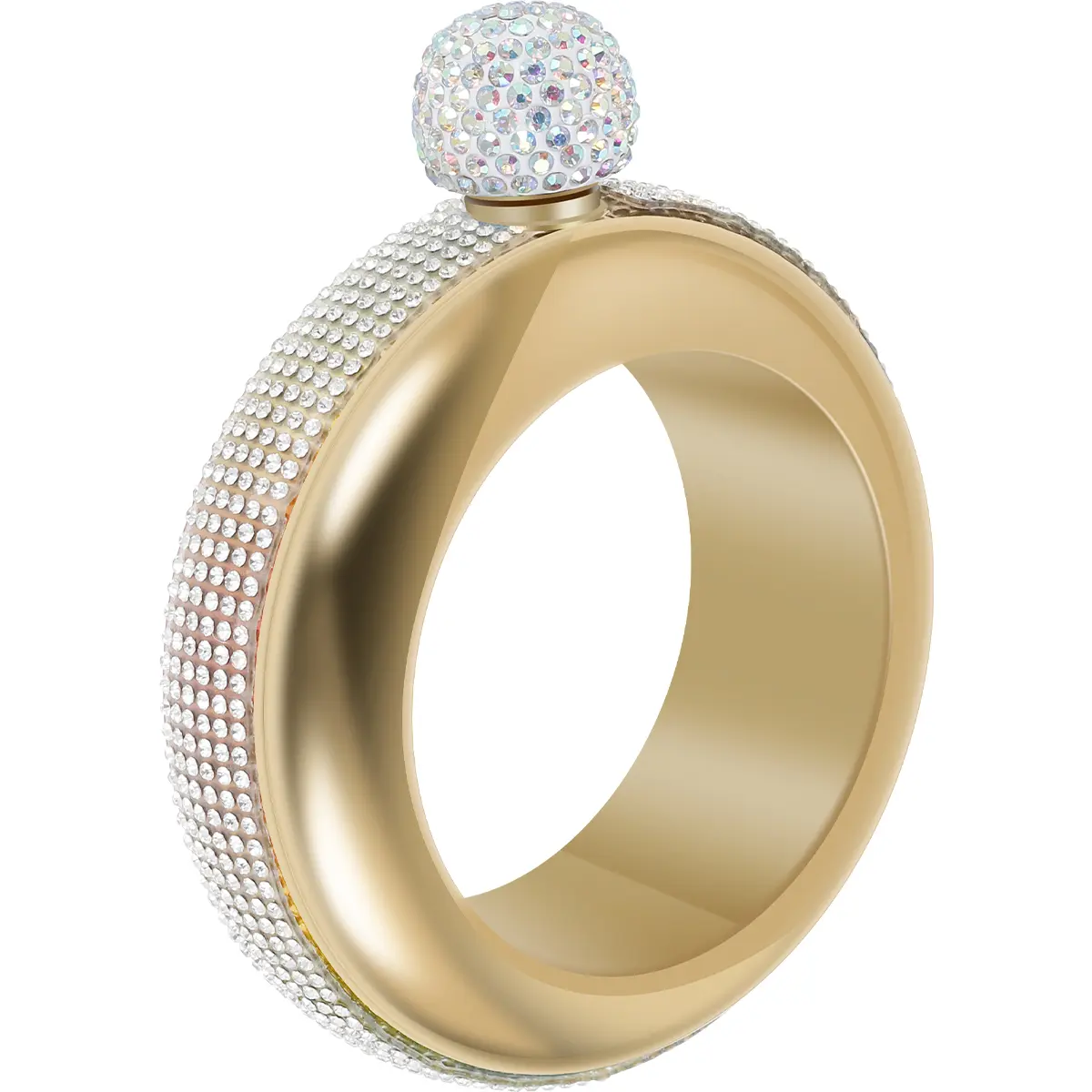 Bracelet Flask for Women 304 Stainless Steel Bangle Flask 3.6 oz Creative Decorative Bracelet Flask with Rhinestone Lid Party Flask Gift for Women Girls Birthday Party,Gold