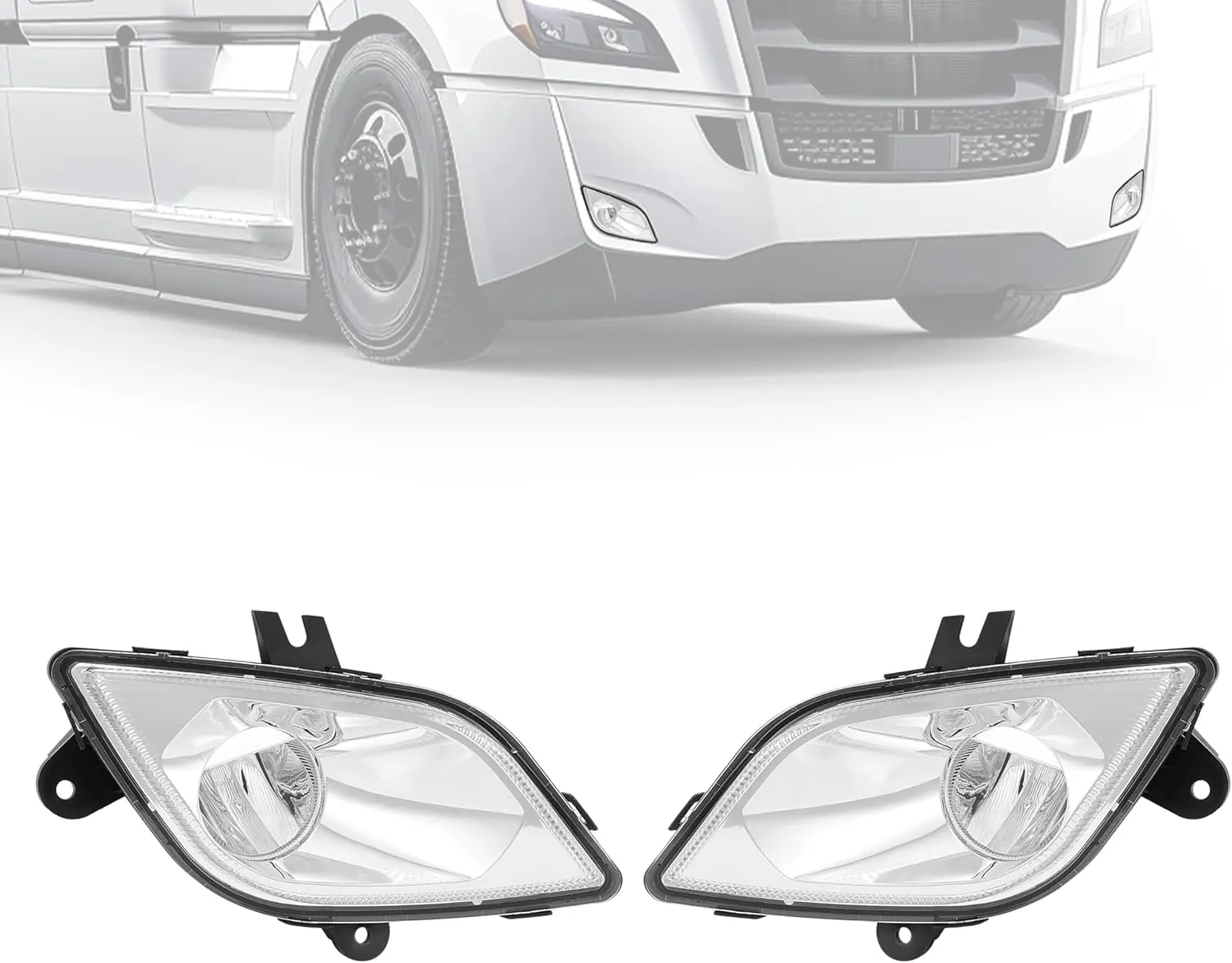 HECASA Full LED Fog Lights for 2018-2024 Freightliner Cascadia Front Bumper Clear Lens Chrome Housing Driver & Passenger Side Replacement A6603653002 A6603653003 Truck Car Accessories