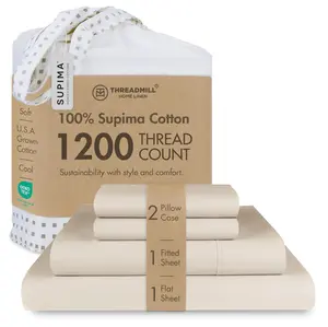 Threadmill Supima Cotton Sheets, 1200 Thread Count Soft 100% Cotton Sheets