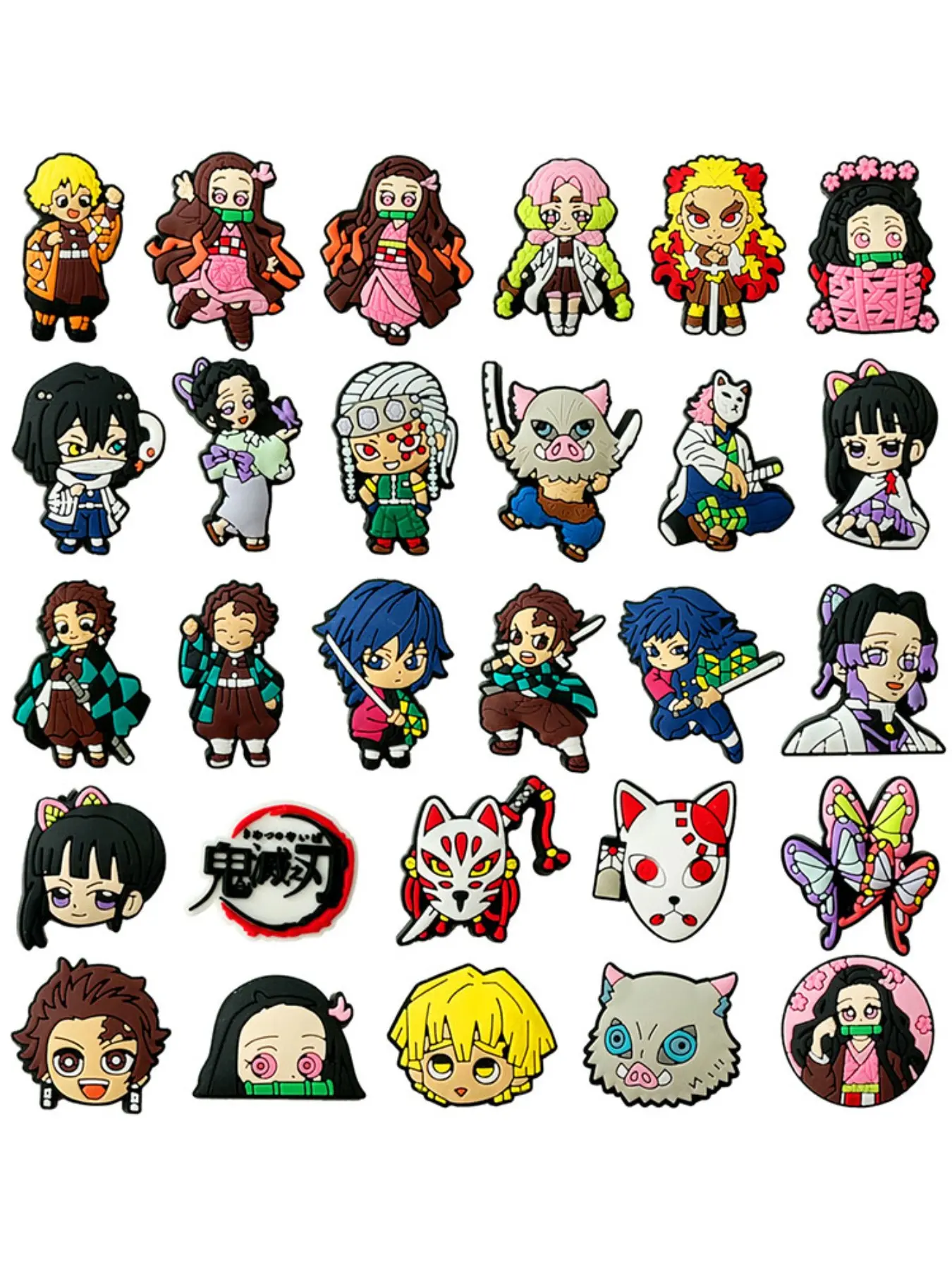 28pcs Japanese Anime Shoe Decor Set For Bubble Slides Clogs Sandals,PVC Shoe Decorations Accessories Buckle For Christmas Birthday Gifts