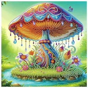 Mushroom Pattern DIY Diamond Arts Colorful Painting Kit without Frame, 5D Special Shape Diamond Arts Colorful Painting Kit for Beginners