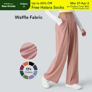 【Creator’s Pick】Halara Flex High Waisted Pocket Wide Leg Waffle Work Pants#TikTokShopSpringGlowUp