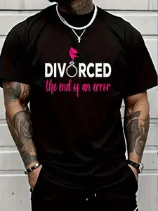 100% Cotton Divorced End Of An Error Divorced AF Funny Divorce Party T-Shirt Women's Men's Graphic Tee Crew Neck summer vacation Tops