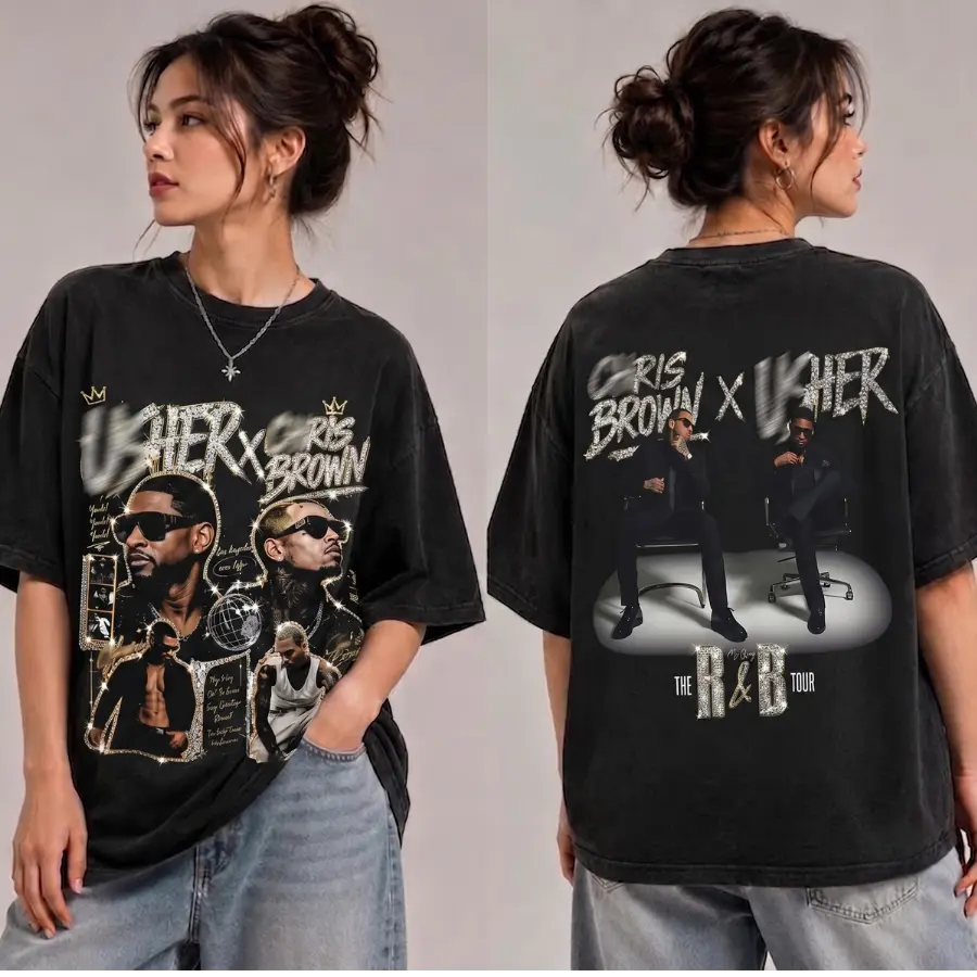 [FREE SHIP] Comfort Colors Brown Raymond T-Shirt, "Breezy" Raymond & Brown Tee, The R&B Tour 2026 Wear, Purple Roses Graphic Top, Two Legends One Unforgettable Tour Apparel, Team Breezy Hip Hop Concert Gear