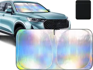 Laser Reflective Windshield Sunshade | Thickened UV-Blocking Sun Shade for Cars, SUVs, Trucks | Heat Reflective Cooling Protection | Foldable with Storage Bag