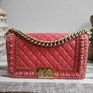 Pre-owned CHANEL Lambskin Shoulder Bags Leboy Medium Braided Tweed Jacket Bag