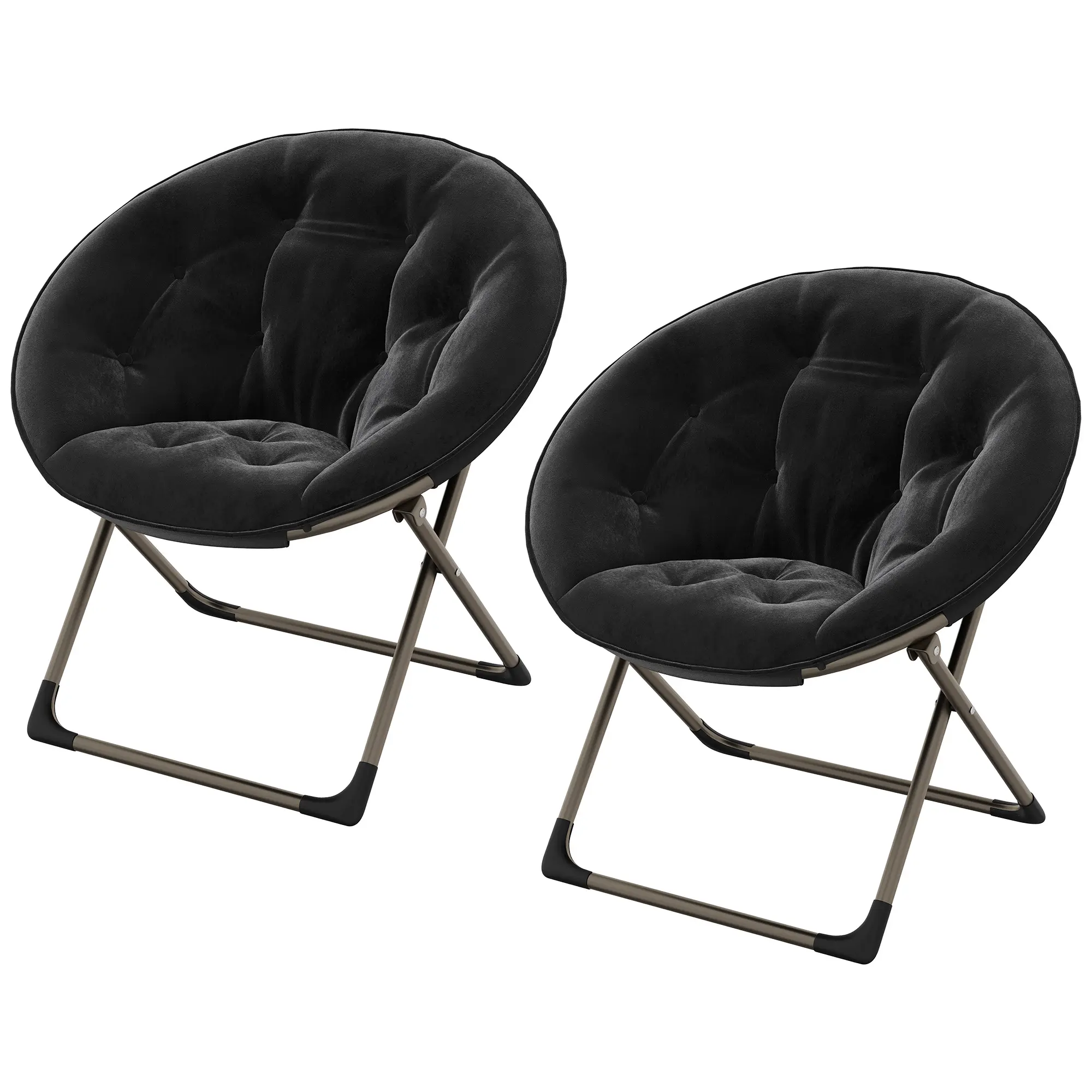 Garvee Faux Fur Saucer Moon Chair - Soft Folding Accent Chair with Metal Frame - Comfortable for Bedroom, Living Room, Dorm - Ideal Reading & Lounge Chair for Adults, Teens & Kids