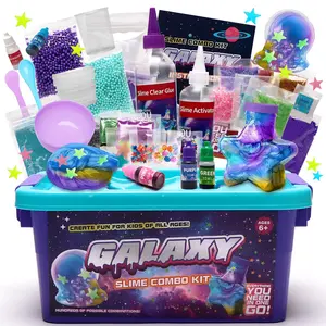 Ice Cream Slime DIY Kit, Sensory Bundle, Galaxy Color Mud Crystal Mud Handmade Material Pack, Stress Relief Educational Toy Gift for 6+, Christmas Birthday