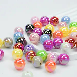 10/30/50pcs Acrylic Beads, Mixed Color Round Rainbow Beads, Multi-Color Acrylic Beads for Handmade Jewelry Making, Diy Galaxy Beads