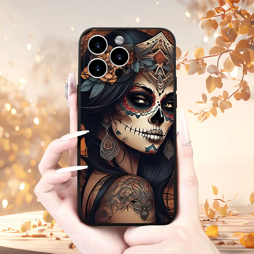 1pcs New Halloween unique ghost pumpkin skull horror color printed pattern phone case for iPhone 16 pro Max/ 16pro/16Plus/16/15pro Max/15pro/15plus/14pro max/14pro/14 plus/13 pro max/13pro/12/11 Pro Max, drop-proof and shockproof full coverage protective