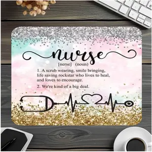 Non-Slip Gaming Mouse Pad, 9.4"x7.9"x0.12" Single Size with Anti-Slip Base and Soft Rubber for Nurses, Gamers