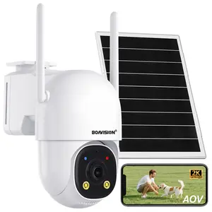 BOAVISION 2K AOV Solar Camera Outdoor Wireless WiFi, 2.4GHz&5Ghz WiFi Security Camera,Color Night Vision, Smart 24/7 Recording, Auto-Tracking, IP66