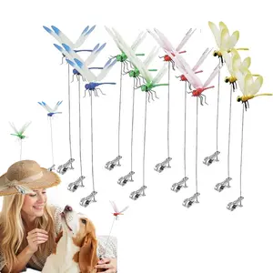 12 Pack Dragonfly Clip, Fake Dragonflies, Humming Bird Stakes Fake, Plastics Dragonfly for Garden Stakes Decor Yard Ornaments for Hat, Deer and Horse, Fly Scare Devices for Indoor Outdoor