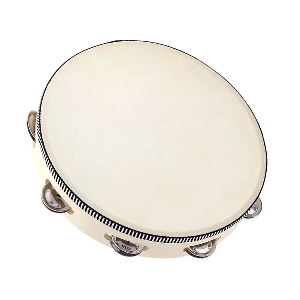 10in Diameter Handheld Tambourine - Birch Drum with Metal Jingles, Beginner-Friendly Percussion Musical Instruments, Fun Kids' Educational Toy for Rhythm Practice & Wrist-Arm Strength Building, KTV Party Ready