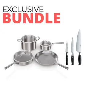 Bundle: Ninja Stainless Steel 7-Piece Cookware Set & Premium 3-Piece Knife Set - C99007 & K32003