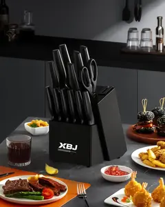 XBJ Holiday Cooking Gift! Say goodbye to dull knives and upgrade your kitchen this Valentine's Day! This 19-piece silicone kitchenware set, featuring wooden-handled non-stick cookware and a storage rack, is the perfect gift for any home cook. Utensils