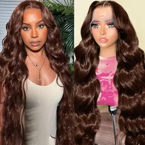 Natural Black Body Wave Lace Front Wig | 13x4 HD Lace Long Wavy Wig | Pre-Plucked Hairline Synthetic Wig