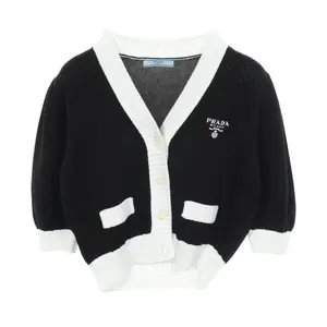 Pre-owned PRADA Cotton Small Leather Goods Knit Cardigan