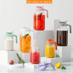 64oz Glass Water Pitcher with Handle & Flip-Top Lid, Leakproof Fridge Jug for Iced Tea, Fruit Infused Water, Cold Brew Coffee, Summer Drinks, Glass Carafe with Lid