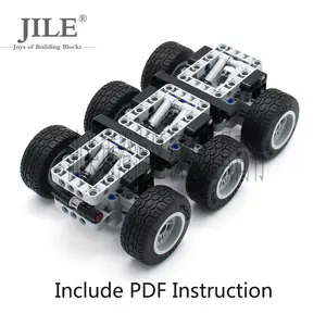 Cross-Border Hot Sale MOC Mini Three-Axis Chassis Electronic Blueprint 6-Wheel Trailer Assembly Building Blocks 119pcs