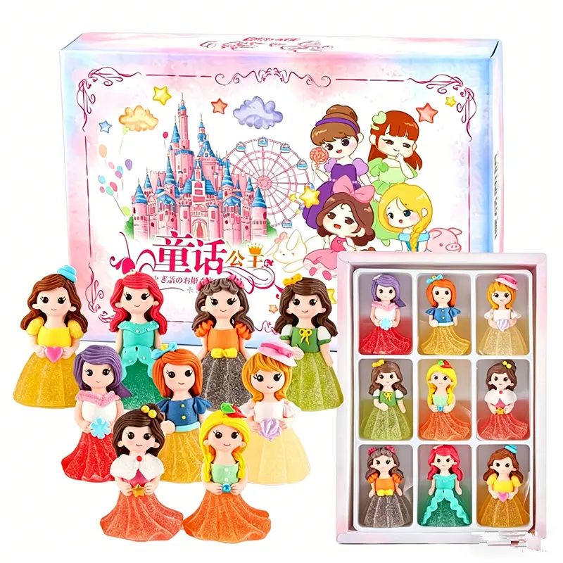 9pcs Princess Shaped Jelly Candy Gift Box, Cute 3D Fairy Tale Gummy Candies for Kids, Soft & Chewy Fruit Flavor Novelty Treats, Perfect for Birthday Party, Halloween, Christmas, and Kids’ Snack Gifts