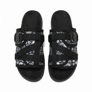 Men's Adjustable Buckle Strap Platform Slide Sandals, Streetwear Open Toe Casual Slip On Slippers