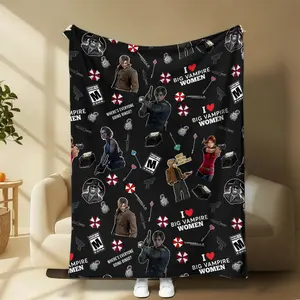 Resident Evil 9 Leon Blanket, I Luv Big Vampire Women Cozy Bedding For Gamers, Video Game Merchandise Room Decor Gift Idea | 210326.R0015.ID03