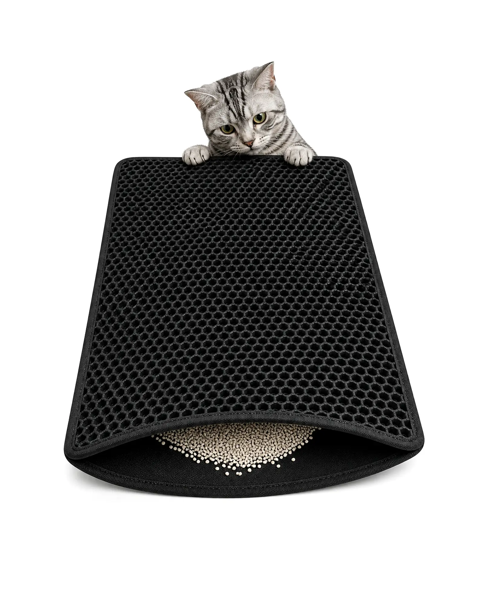EVA Waterproof Cat Litter Mat - Double-Layer Honeycomb, Slip-Resistant, Easy-Clean, Durable, Flexible Protector for Cat Litter Trays & Floors (Sizes: 24×18in, 30×22in, 60×45cm)