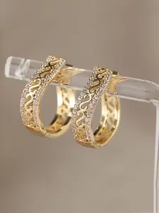 Exquisite Retro Hollowed Out Design Hoop Earrings Paired with Synthetic Zircon, Fashion Jewelry Accessories, Elegant Women's Jewelry, Holiday Party Accessories