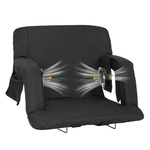 【Summervibes】Lilypelle Portable Stadium Seat with Cooling Fans, 5 Reclining Positions Bleacher Chair with 5 Wind Speeds, 600D Oxford Padded Seat Cushion with Back Support for Sports Games Camping