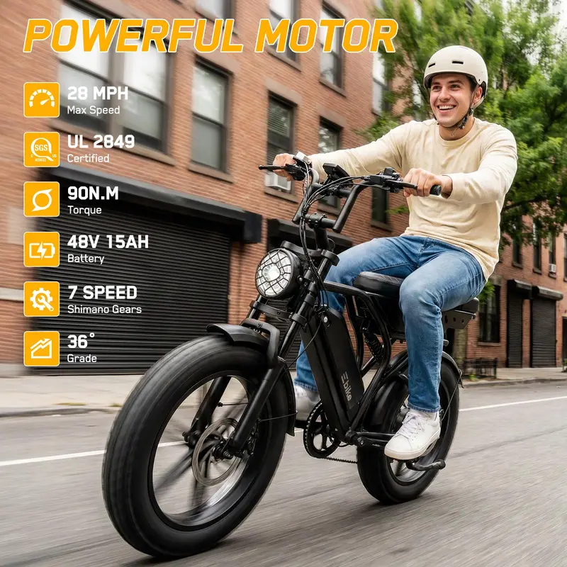 R9 Dual Battery Ebike for Adults - 1500W Motor, 7.5-Hour Charge, 120 mi Max Range, 20”x4.0” Fat Tires, 7-Speed Adjustable Speed, LCD Display, Front Suspension, Iron Frame, 420 lbs Capacity, 5’0”-6’2” Rider Height, Commuting Urban Ebikes
