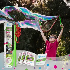 WOWmazing Giant Bubble Powder Kit: Include Large Bubble Wand and 3 Packet of Big Bubble Powder (Makes 3 Gallons) |  Powder Made in USA