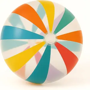 40" Striped Beach Ball - Giant Transparent Inflatable Ball for Swimming Pool Party - Summer Outdoor Water Toy & Decoration