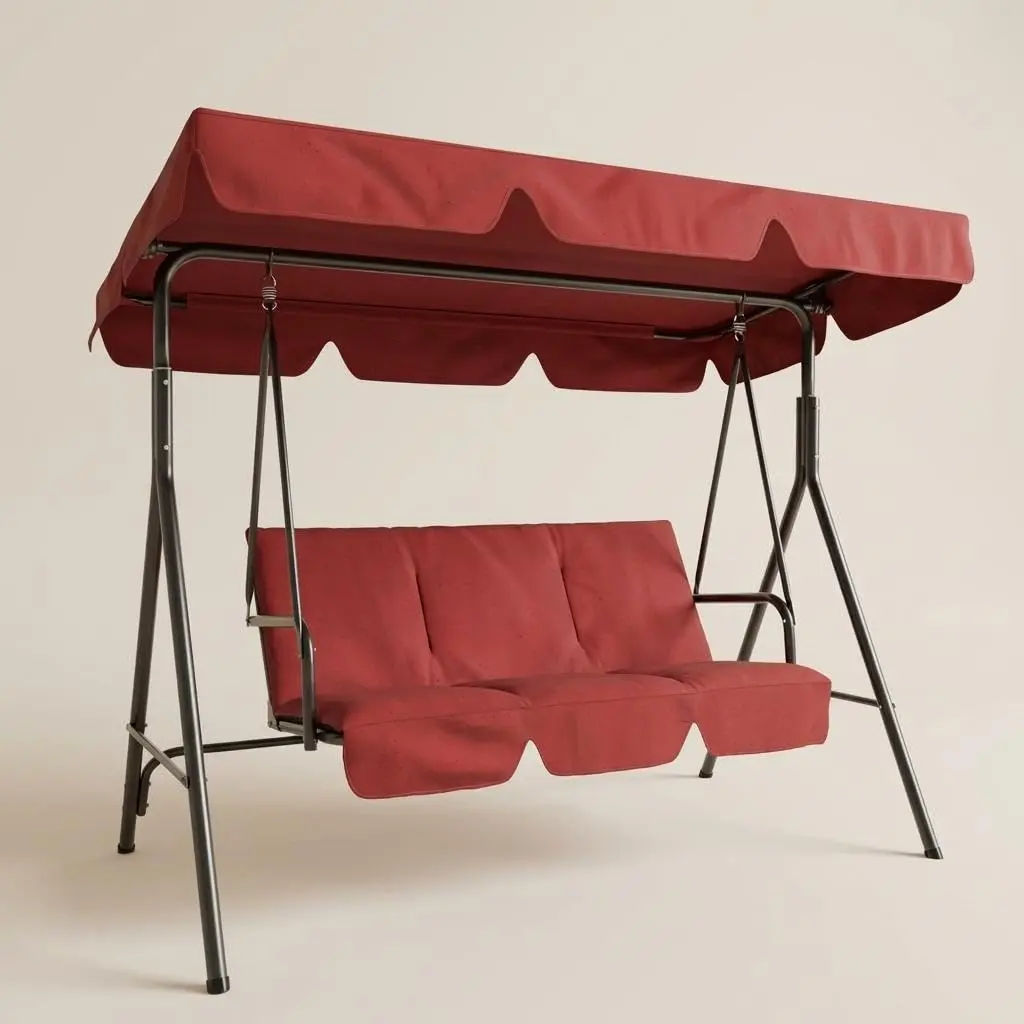 YJ-Garvee 3-Seat Outdoor Porch Swing with Adjustable Canopy, Convertible Patio Swing Chair with Durable Steel Frame, Outdoor Hanging Glider Lounge Chais for Patio, Porch, Garden, Poolside