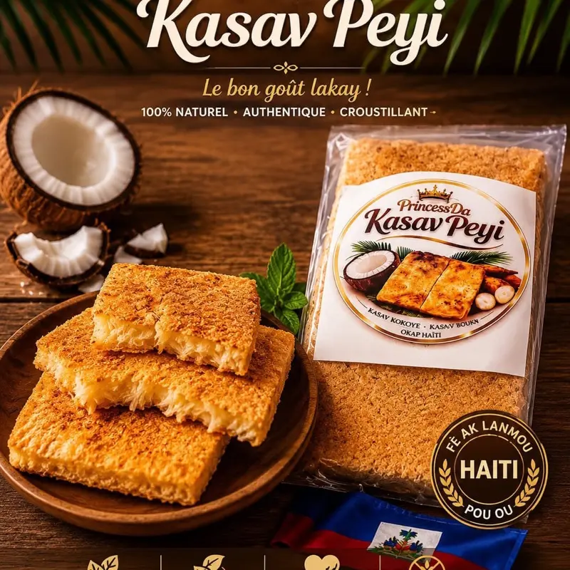 Haitian Kasav Dous Okap Coconut Flakes - Kasav Peyi, Versatile for Cooking and Snacking
