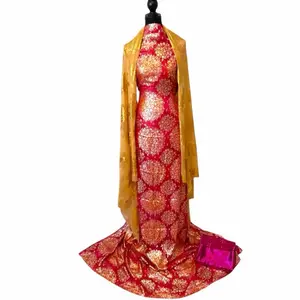 Faransawi Golden Radiance Somali Dirac 3-Piece Unstitched Religious Set, Soft Cover Journals Included, Ideal for Eid Celebrations